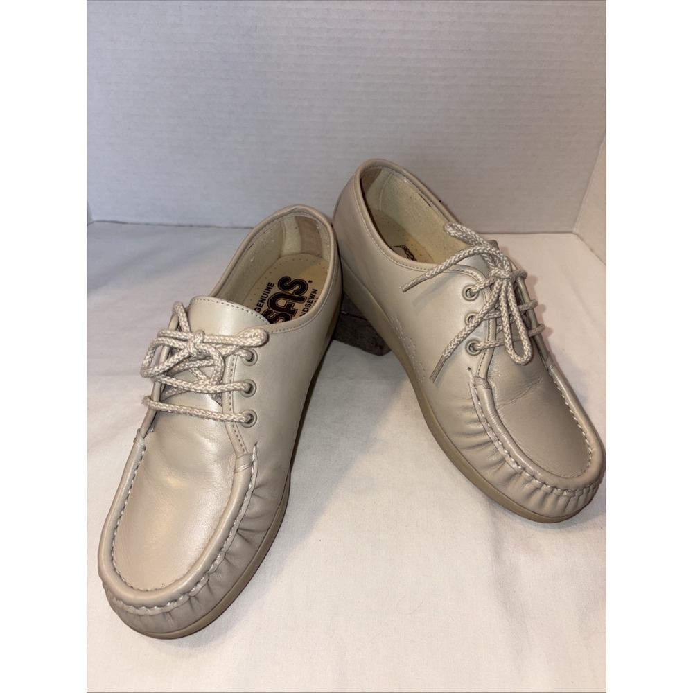 Sas Shoes Womens 7.5 Siesta Moccasin Sneakers Comfort Lace Up Handmade Leather